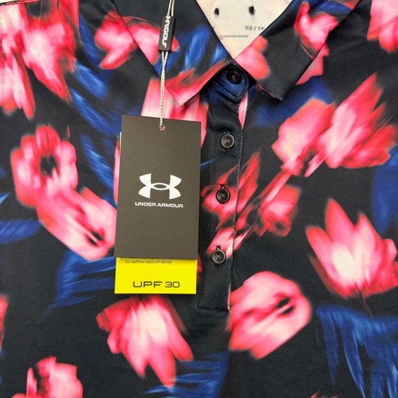 Under Armour Golf Polo Womens, Zinger Blur, Black-Pink , XS - Picture 4 of 8